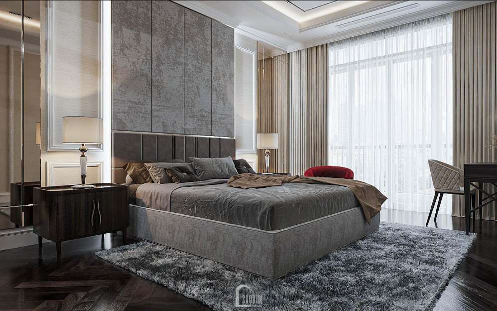 Thiết kế nội thất không gian phòng ngủ Master phong cách Tân Cổ Điển tại nhà ở Thường Tín- Hà Nội
